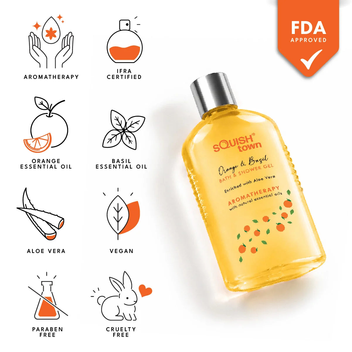 Orange &amp; Basil - Soothing Bath &amp; Shower Gel